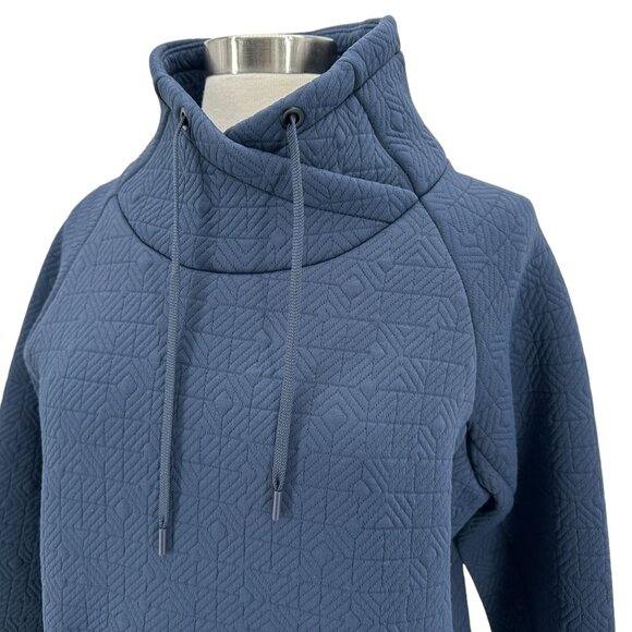 Athleta Jacquard Elevation Quilted Pullover Navy Blue Sweatshirt Womens Medium - Picture 2 of 9
